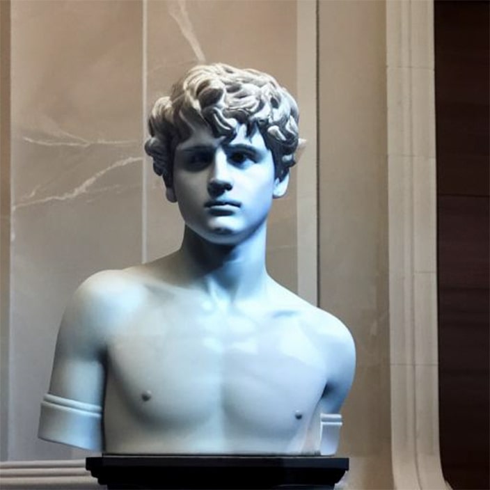 Imagine Me Artificial Intelligence (AI) generated image art, prompt: Jack person, marble statue, bust, Bernini