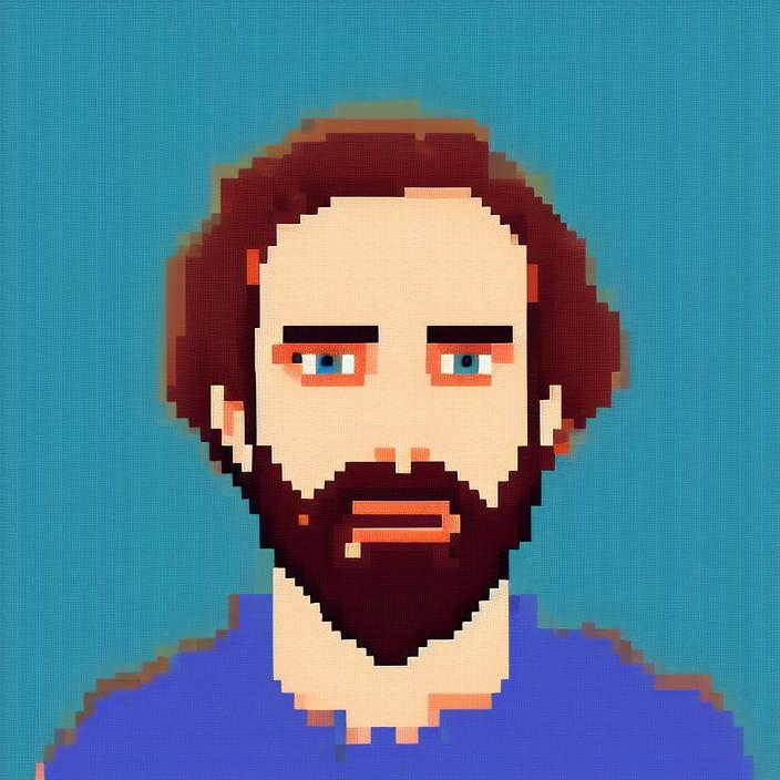 Artificial Intelligence (AI) generated image art, person, portrait, (8 bit pixel art), animation sprite