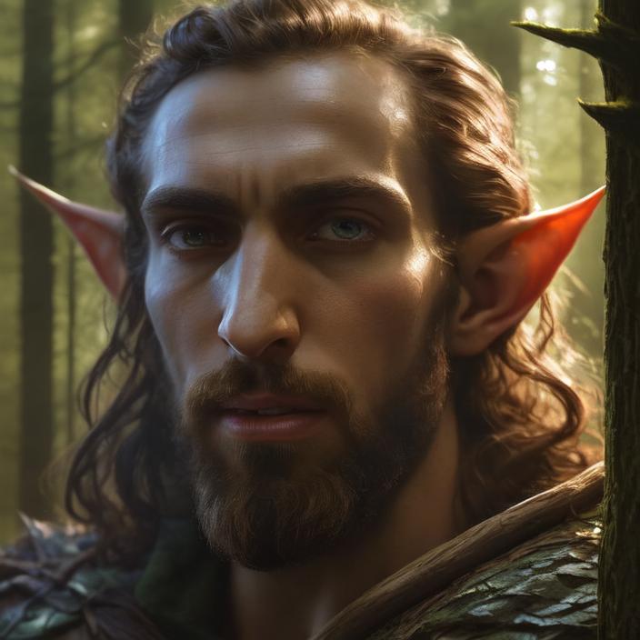 Artificial Intelligence (AI) generated image art, person, ((portrait)), fantasy wood elf, (pointy elf ears), ((fantasy ranger)), close up, dnd art, (art by Greg Rutkowski), highly detailed, sharp focus, 4k, ((in a forest)), (((magic glow)))