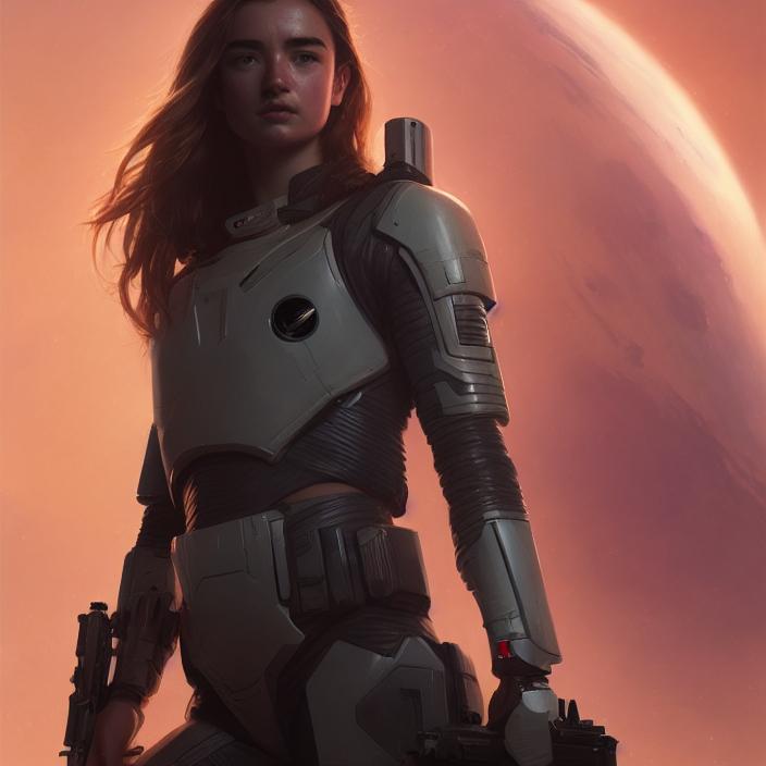 Artificial Intelligence (AI) generated image art, person, portrait, as space soldier, art by greg rutkowski, highly detailed, photorealistic, sharp focus, 8k, cinematic lighting, highly detailed, futuristic glow