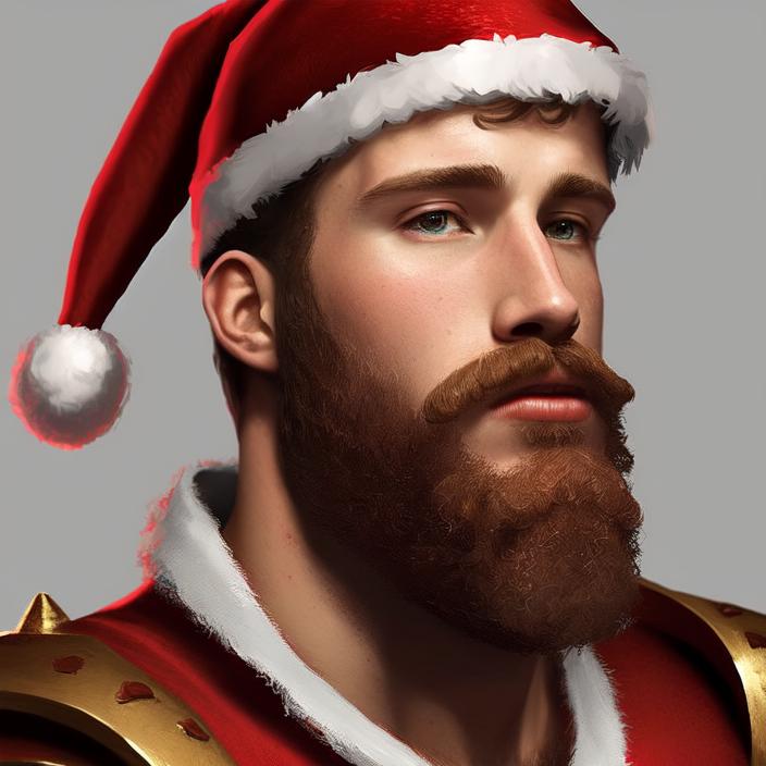 Artificial Intelligence (AI) generated image art, person as santa claus, closeup, d&d, fantasy, intricate, elegant, highly detailed, digital painting, artstation,