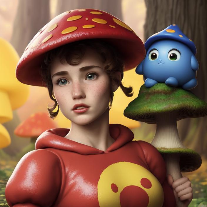 Artificial Intelligence (AI) generated image art, person, An epic fantasy comic book style portrait painting of an extremely cute and adorable very beautiful mushroom girl, character design by Mark Ryden and Pixar and Hayao Miyazaki, unreal 5, DAZ, hyperrealistic, octane render, cosplay, RPG portrait, dynamic lighting, intricate detail, harvest fall vibrancy, cinematic