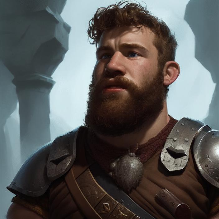 Artificial Intelligence (AI) generated image art, fantasy dwarf warrior, ((((portrait)))), person, ((small body)), ((short person)), dnd, art by Greg Rutkowski, highly detailed, sharp focus, 4k