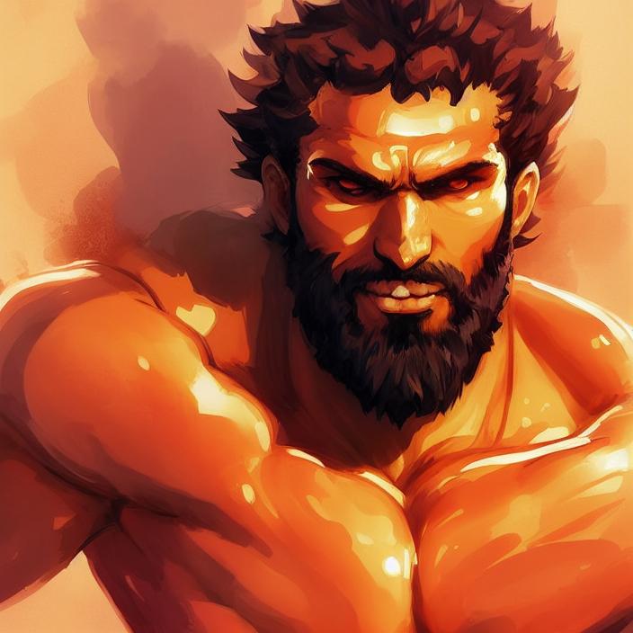 Artificial Intelligence (AI) generated image art, An anime portrait of person as Sagat from street fighter, by Stanley Artgerm Lau, WLOP, Rossdraws, James Jean, Andrei Riabovitchev, Marc Simonetti, and Sakimichan, highly detailed, ultra detailed, golden hour, trending on artstation, cgstudio