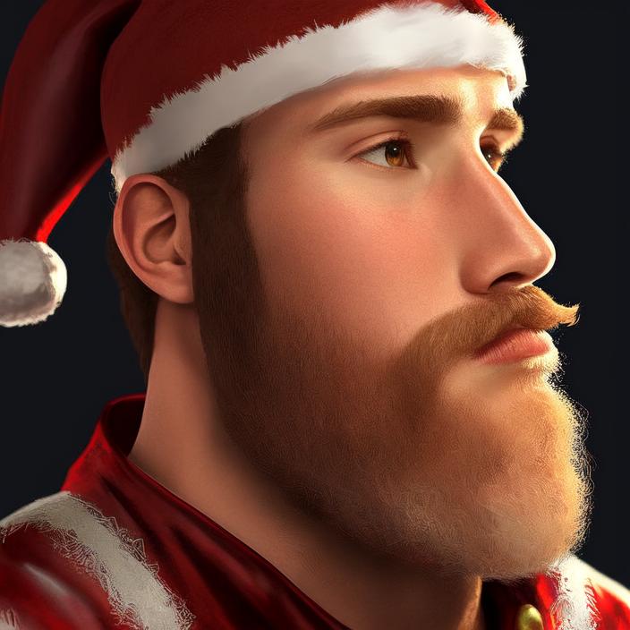 Artificial Intelligence (AI) generated image art, person as santa claus, closeup, d&d, fantasy, intricate, elegant, highly detailed, digital painting, artstation,