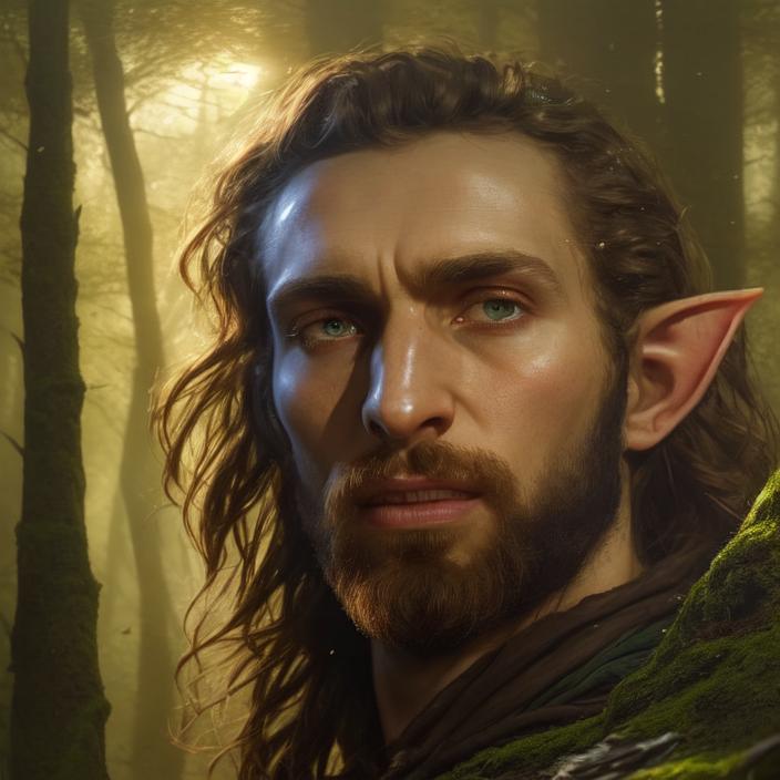 Artificial Intelligence (AI) generated image art, person, ((portrait)), fantasy wood elf, (pointy elf ears), ((fantasy ranger)), close up, facing front, dnd art, (art by Greg Rutkowski), highly detailed, sharp focus, 4k, ((in a forest)), (((magic glow)))