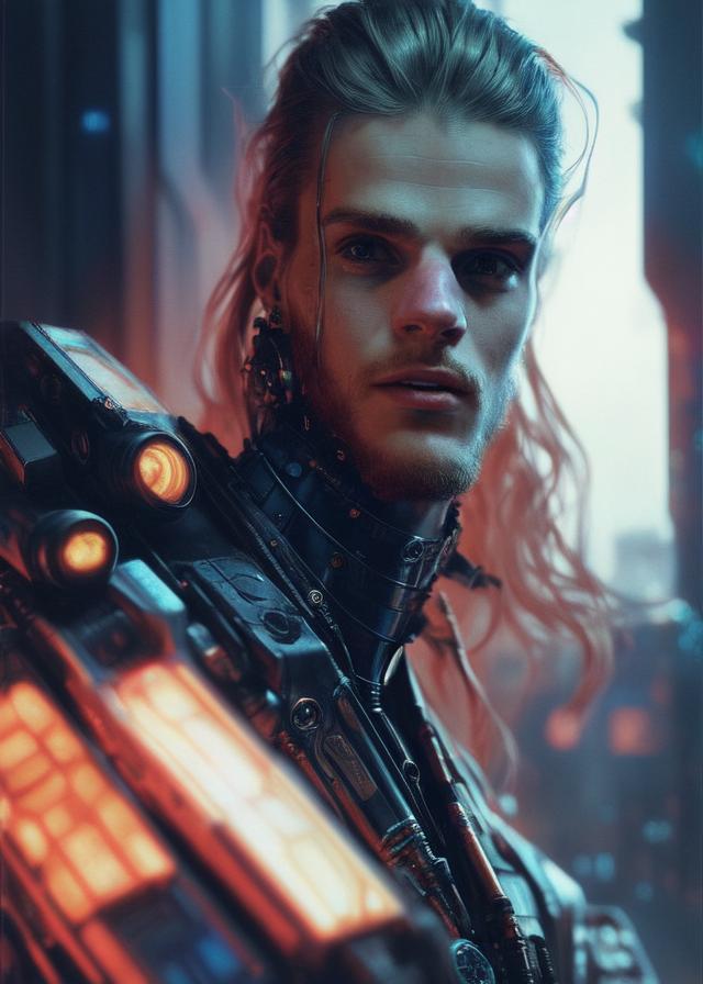 Artificial Intelligence (AI) generated image art, cyberpunk portrait of ... as a cyborg, diffuse lighting, fantasy, intricate, elegant, highly detailed, lifelike, photorealistic, digital painting, artstation, illustration, concept art, smooth, sharp focus, art by john collier and albert aublet and krenz cushart and artem demura and alphonse mucha