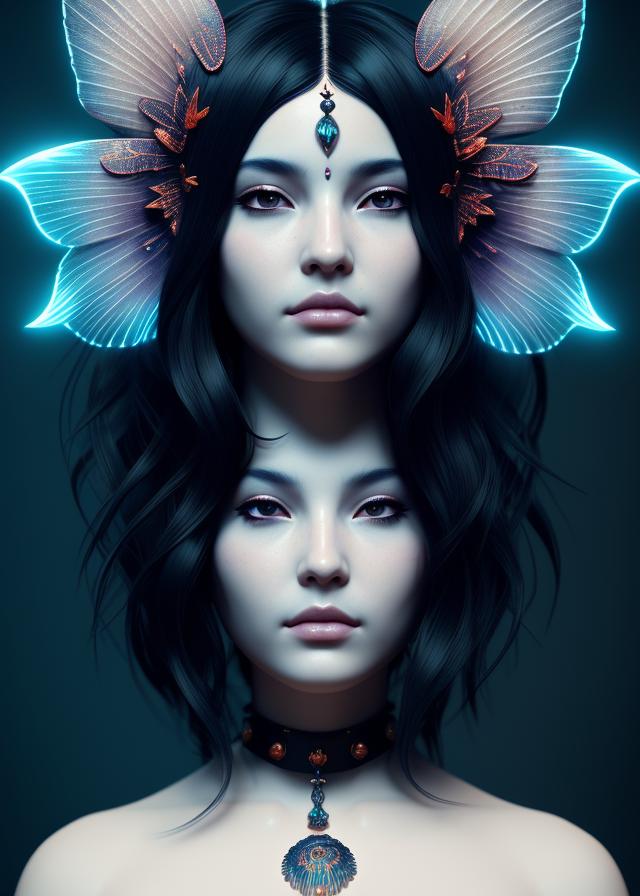 Artificial Intelligence (AI) generated image art, goddess portrait of ... , jellyfish butterfly phoenix head, intricate artwork by Tooth Wu and wlop and beeple, octane render, trending on artstation, greg rutkowski very coherent symmetrical artwork. cinematic, hyper realism, high detail, octane render, 8k\"