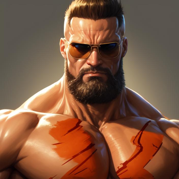 Artificial Intelligence (AI) generated image art, \"An anime portrait of ... as Sagat from street fighter , by Stanley Artgerm Lau, WLOP, Rossdraws, James Jean, Andrei Riabovitchev, Marc Simonetti, and Sakimichan, highly detailed, ultra detailed, golden hour, trending on artstation, cgstudio\"