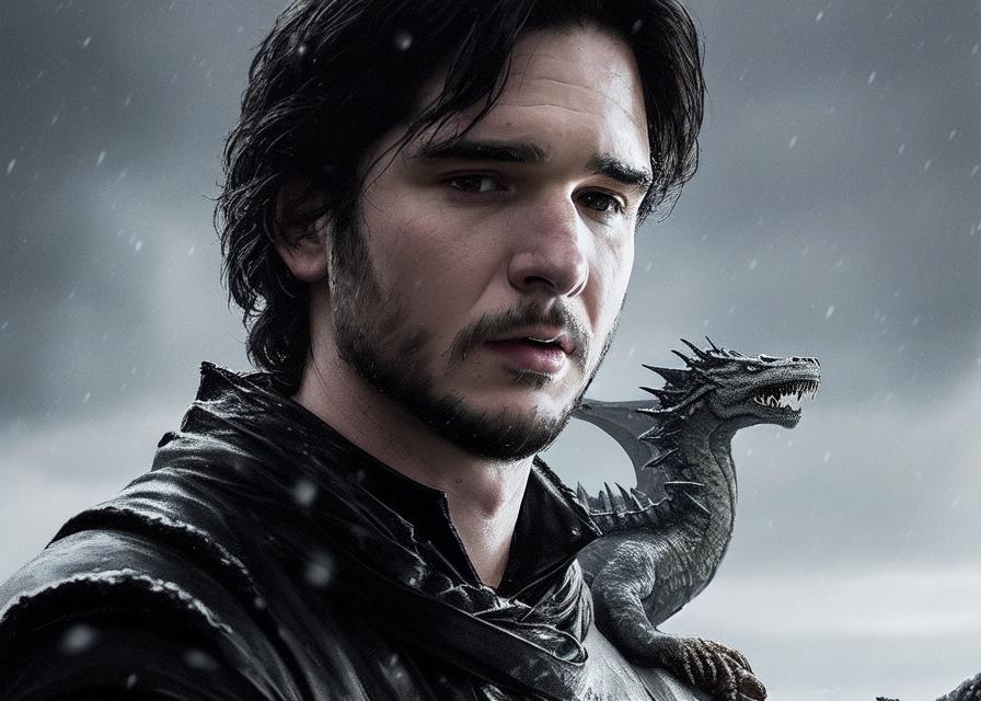 Artificial Intelligence (AI) generated image art, ... as John Snow, (with a dragon), (portrait), art by greg rutkowski, 8k, (highly detailed), (photorealistic)