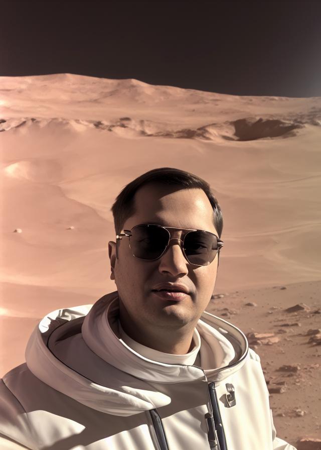 Artificial Intelligence (AI) generated image art, ..., sunglasses, on mars, juma mubarak