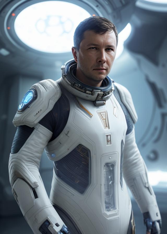 Artificial Intelligence (AI) generated image art, ..., portrait, as space soldier, art by greg rutkowski, highly detailed, photorealistic, sharp focus, 8k, cinematic lighting, highly detailed, futuristic glow