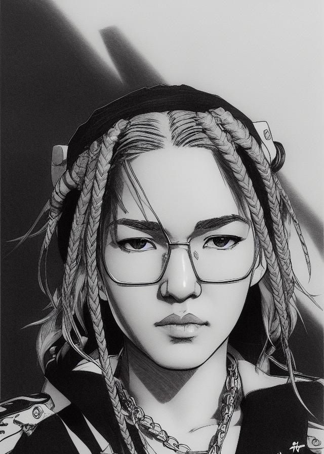 Artificial Intelligence (AI) generated image art, ..., yoji shinkawa, b&w, pencil drawing, ink, manga, concept art