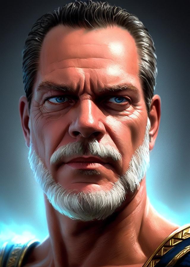 Artificial Intelligence (AI) generated image art, ... as The God Zeus, portrait, highly detailed, digital painting, artstation, concept art, smooth, sharp focus, beautiful face, symmetric face, cinematic, illustration,