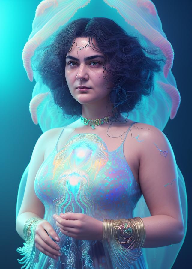 Artificial Intelligence (AI) generated image art, goddess portrait of ... , jellyfish butterfly phoenix head, intricate artwork by Tooth Wu and wlop and beeple, octane render, trending on artstation, feminine, greg rutkowski very coherent symmetrical artwork. cinematic, hyper realism, high detail, octane render, 8k