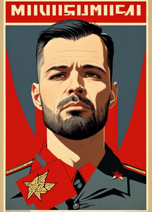 Artificial Intelligence (AI) generated image art, ..., (intricate soviet propaganda poster), extremely detailed beautiful human character, illustration, sharp focus