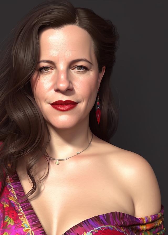 Artificial Intelligence (AI) generated image art, ..., dignified portrait of a lady wearing lipstick, a bohemian style dress, not too much cleavage, photorealistic, sublime, 16k, smooth, sharp focus, cgsociety, trending on ArtStation, volumetric lighting
