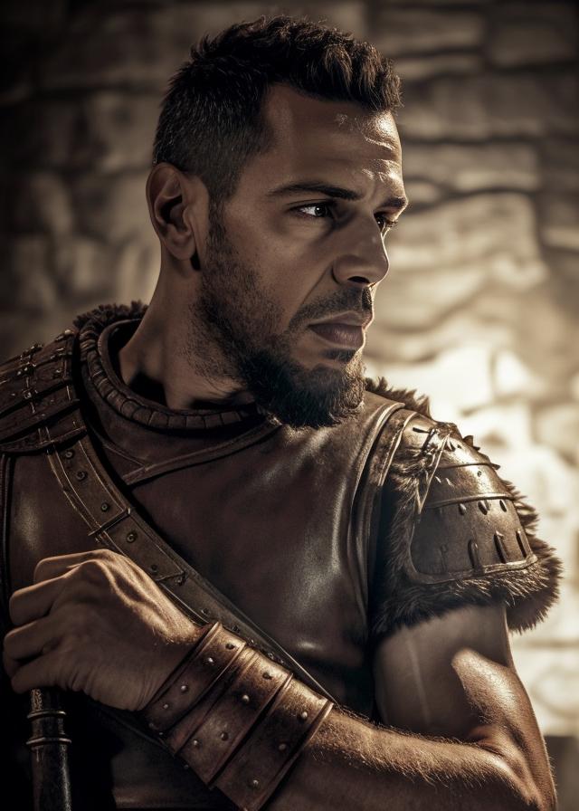Artificial Intelligence (AI) generated image art, ..., viking, ((dark lighting)), (war background), photorealistic, cinematic, 4k, highly detailed, sharp focus