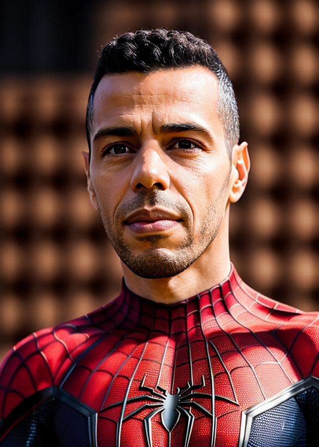 Artificial Intelligence (AI) generated image art, ..., SpiderMan is ..., close up portrait photo by Annie Leibovitz, film, studio lighting, detailed skin, ultra realistic, bokeh, sharp features
