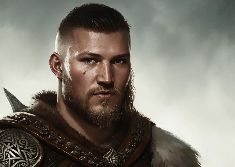 Artificial Intelligence (AI) generated image art, fantasy viking man warrior, ((((portrait)))), ..., dnd, art by Greg Rutkowski, highly detailed, sharp focus, 4k