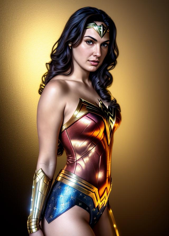 Artificial Intelligence (AI) generated image art, ... as wonder woman, ((portrait)), elegant, photorealistic, highly detailed, artstation, smooth, gold ornaments, smooth lighting, sci-fi, art by Klimt