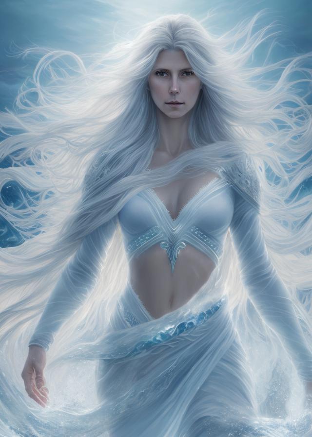 Artificial Intelligence (AI) generated image art, ..., majestic ice goddess with frozen body and flowing long hair rising from the sea, ((portrait and torso)), by charlie bowater and zeen chin and terada katsuya, epic scene, epic light, fractals background, intricate detailed, fine details, artstation, masterpiece\"