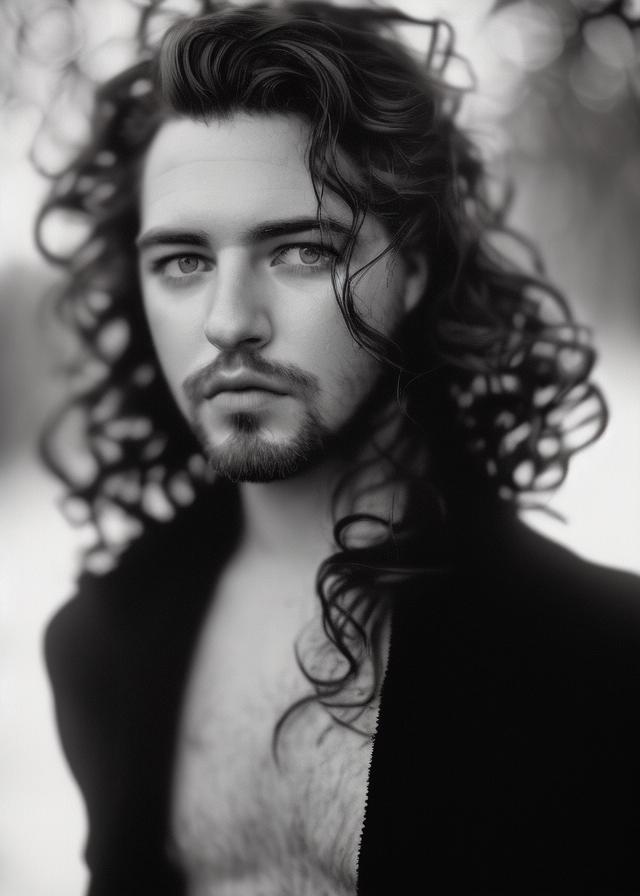 Artificial Intelligence (AI) generated image art, ..., portrait, Shot on 28 mm kodak camera, twilight, countryside, bathed in twilight light, (glowing, smooth face) (long, curly, auburn hair) dreamy and gloomy atmosphere, detailed face, highly detailed