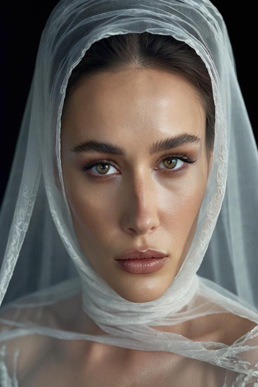 Artificial Intelligence (AI) generated image art, ..., ..., portrait of a stunningly beautiful ghostly haunting female with a veil in soft light, depth of field, zeiss lens, detailed, symmetrical, centered, fashion photoshoot, by annie leibovitz and steve mccurry, david lazar, jimmy nelsson, breathtaking, 8 k resolution, extremely detailed, beautiful, establishing shot, artistic, hyperrealistic, beautiful face, octane render