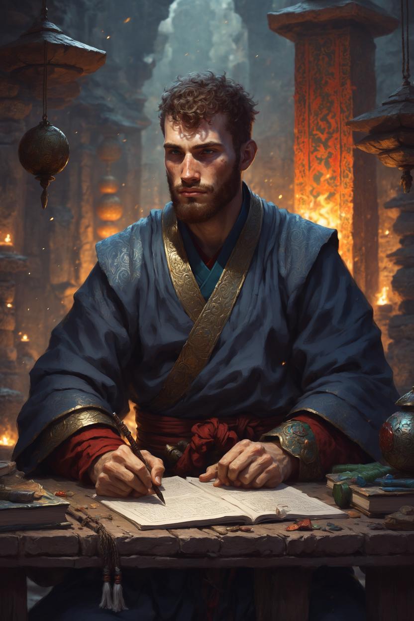 Artificial Intelligence (AI) generated image art, ..., art by greg rutkowski, fantasy monk, dnd art