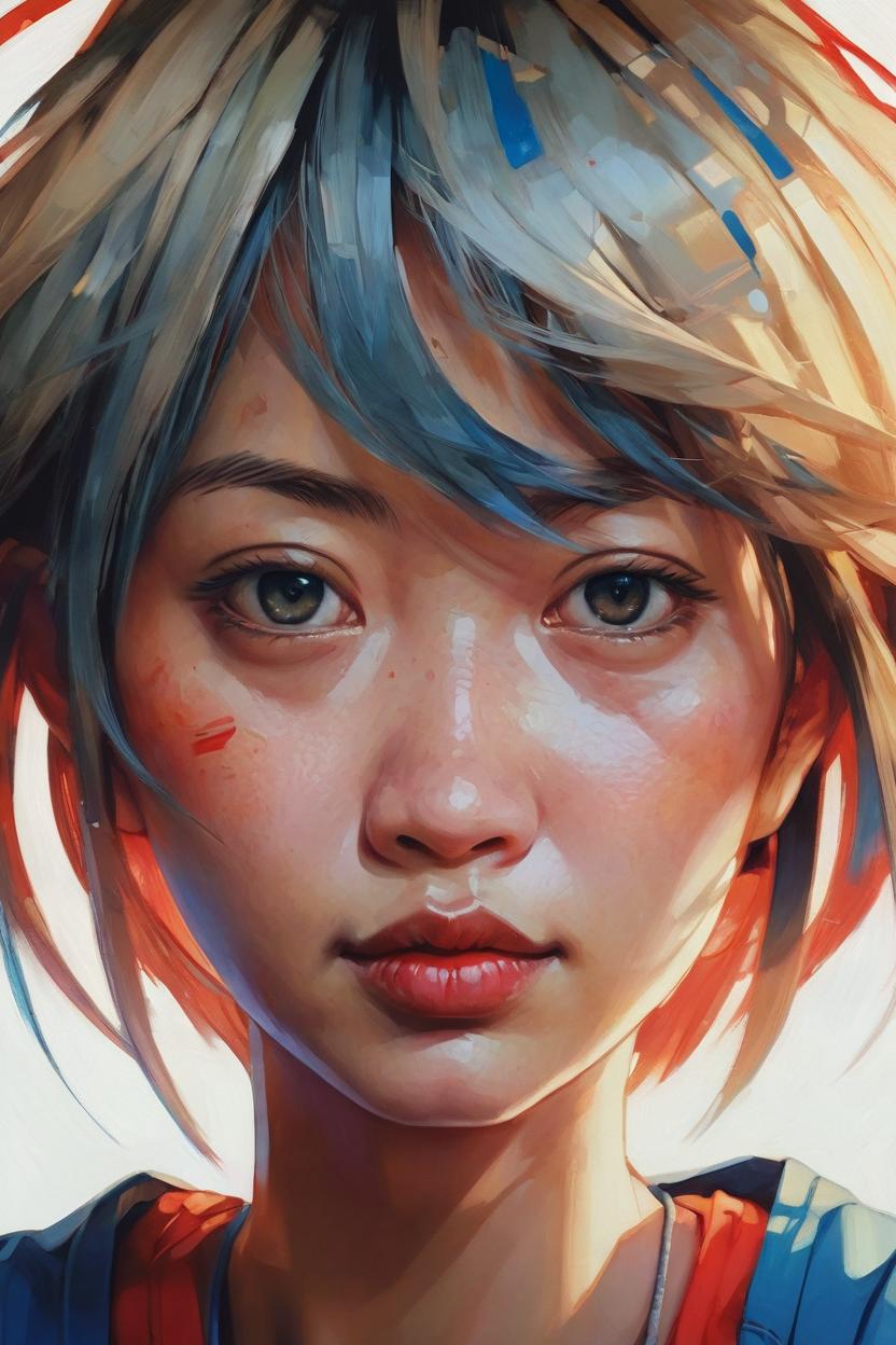 Artificial Intelligence (AI) generated image art, ..., figurative unique features portrait soft light painted by james jean and katsuhiro otomo and erik jones, inspired by akira anime, smooth face feature, intricate oil painting, high detail illustration, sharp high detail, manga and anime, tanned skin