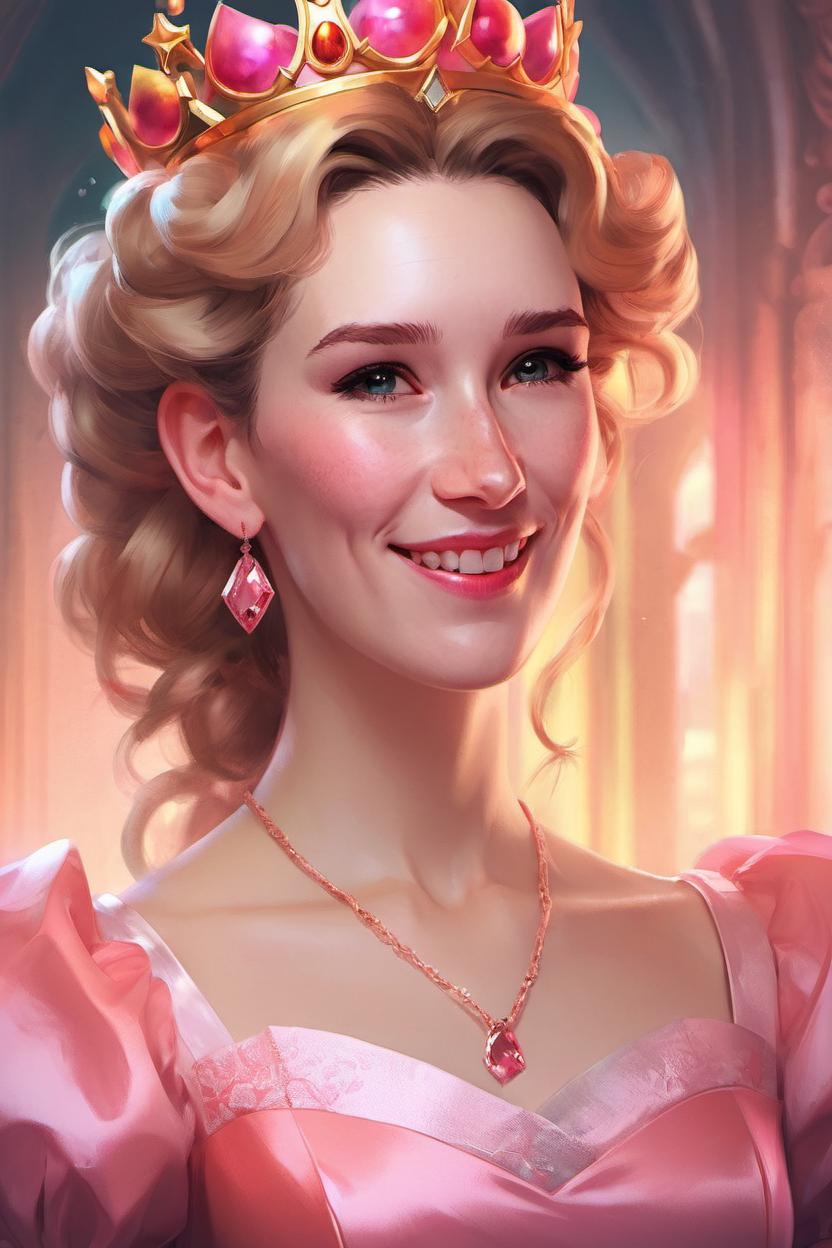 Artificial Intelligence (AI) generated image art, (...) as princess peach, (portrait), made by artgerm, wlop, rossdraws, artstation, cgsociety, concept art