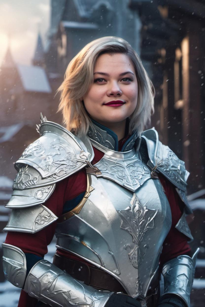 Artificial Intelligence (AI) generated image art, ..., ((portrait)), fantasy princess, fantasy paladin, digital art by greg rutkowski, in a frozen, abandoned city