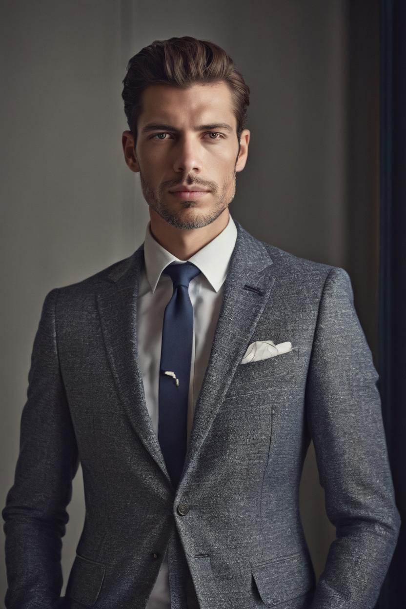 Artificial Intelligence (AI) generated image art, ..., portrait, Shot on Hasselblad H6D-400c lens, copy Sisley Spring Summer 2014 campaign session with more of a vogue or fancy gentleman style clothes, ultra high definition, ultra-realism, ultra realistic, young, handsome, gentleman, suit
