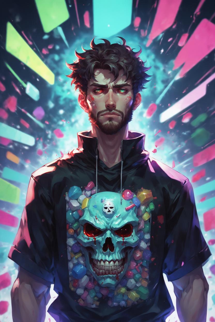 Artificial Intelligence (AI) generated image art, anime portrait of evil ..., on drugs as an anime antagonist by Stanley Artgerm Lau, WLOP, Rossdraws, James Jean, Andrei Riabovitchev, Marc Simonetti, and Sakimichan, trending on artstation