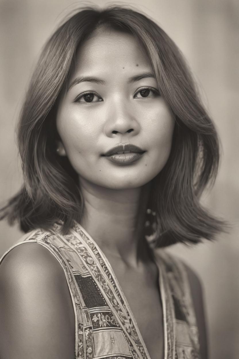 Artificial Intelligence (AI) generated image art, ... beautiful classic model, potrait, 1920s style, black and white photgraphy, detailed, soft focus, film grain, tan skin