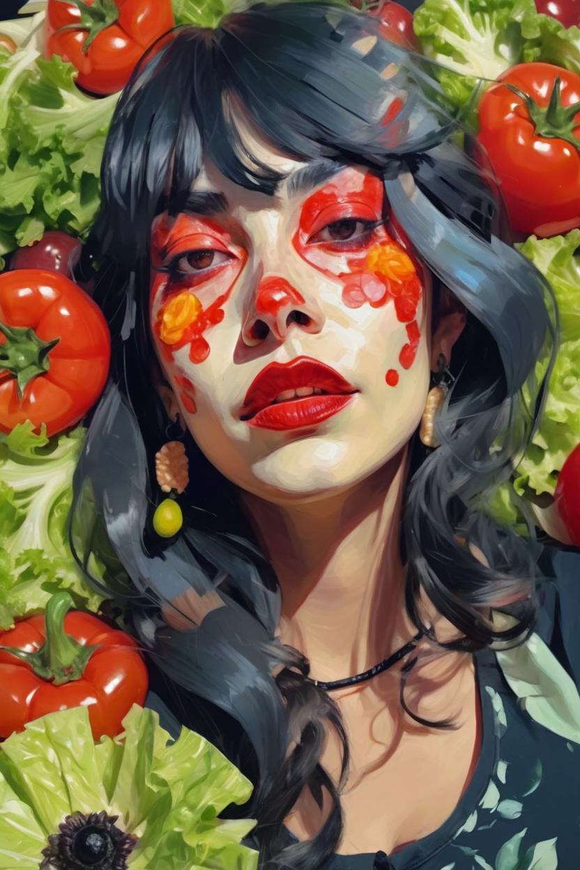 Artificial Intelligence (AI) generated image art, painted portrait of ... in the art style of papayaparty