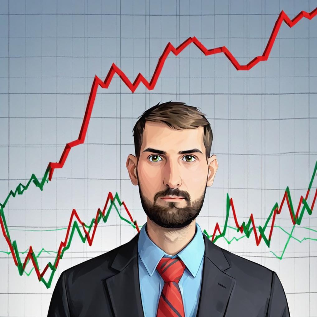 Artificial Intelligence (AI) generated image art, ..., Forex charts background, business man, cartoon