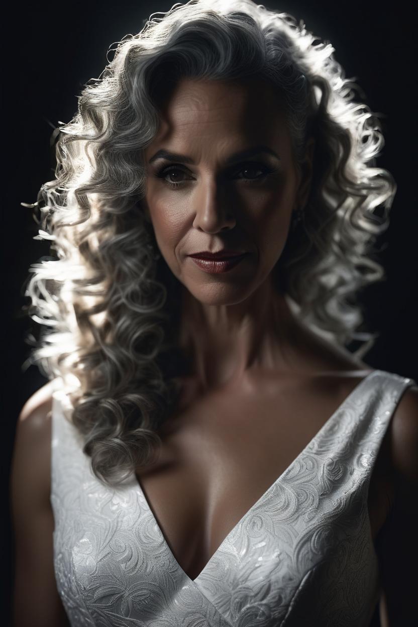 Artificial Intelligence (AI) generated image art, ... portrait, haute couture, minimalistic white adherent dress, (chiaroscuro style), photorealistic, beautiful woman, ((dark ambience)), cinematic lighting, highly detailed, sharp focus,4k