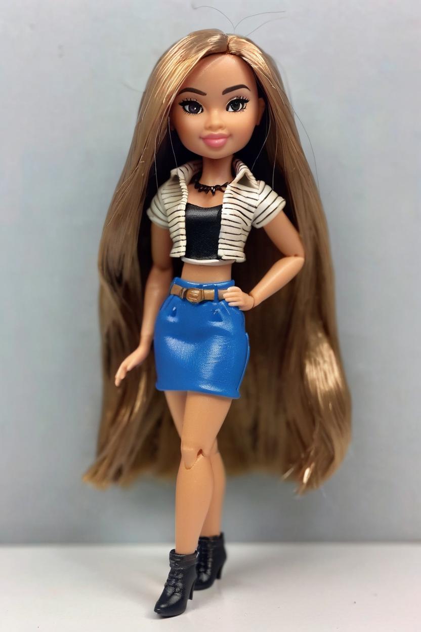 Artificial Intelligence (AI) generated image art, ... as a bratz doll figurine, tan skin