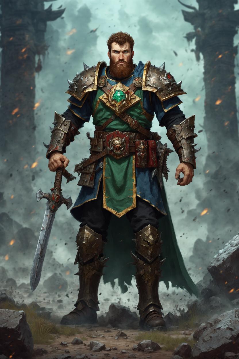 Artificial Intelligence (AI) generated image art, ..., as GOTREK, REALMSLAYER, LEGEND OF THE DOOMSEEKER, by Ganna Lakisova, warhammer