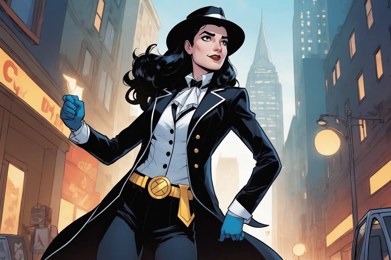 Artificial Intelligence (AI) generated image art, ..., as Zatanna Joanna, the second generation of the DC Super Hero Girls, Human-Magician Hybrid, Self-obsessed, snarky, funny, sassy, DC comics