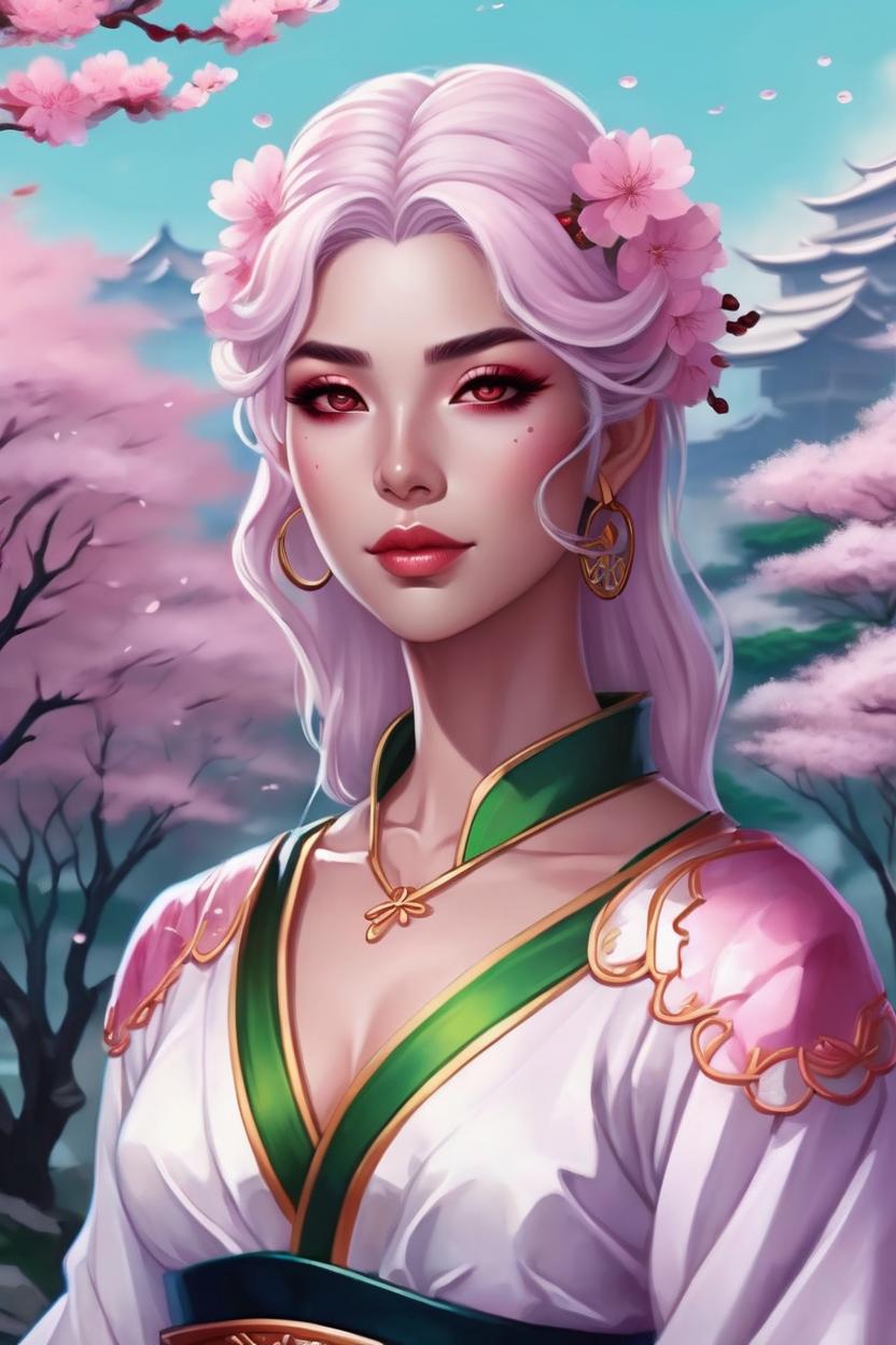 Artificial Intelligence (AI) generated image art, 90s anime style painting of ..., cherry blossom landscape