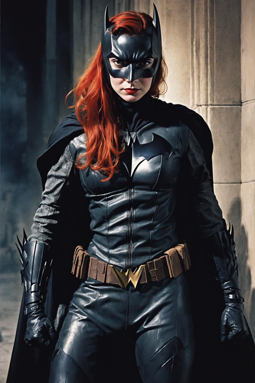 Artificial Intelligence (AI) generated image art, ..., as Batwoman, Kate Kane, by J.H. Williams III and W. Haden Blackman, Elegy