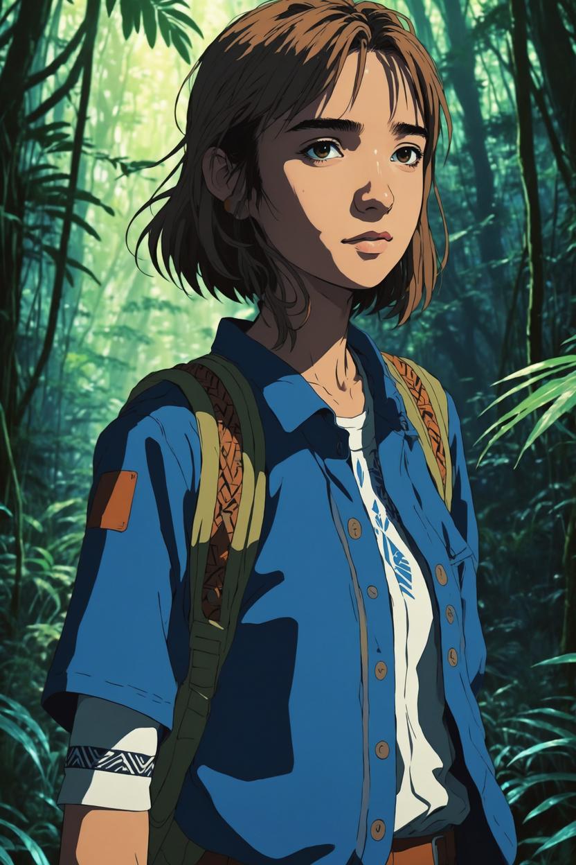 Artificial Intelligence (AI) generated image art, ..., as a tribal anime girl in the jungle, girl, anime style, illustration, anime girl from Nausicaä Of The Valley Of The Wind, art by makoto shinkai