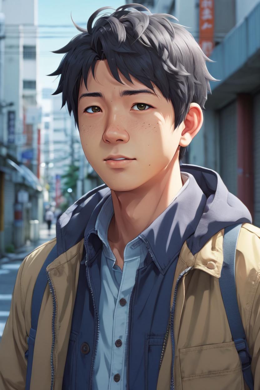 Artificial Intelligence (AI) generated image art, ... as anime boy, anime style, illustration, art by makoto shinkai, highly detailed, portrait, anime studio kyoto animation A-1 Pictures P.A. Works, key visual, character design, character model, face, Japanese animation studio, Japanese artist