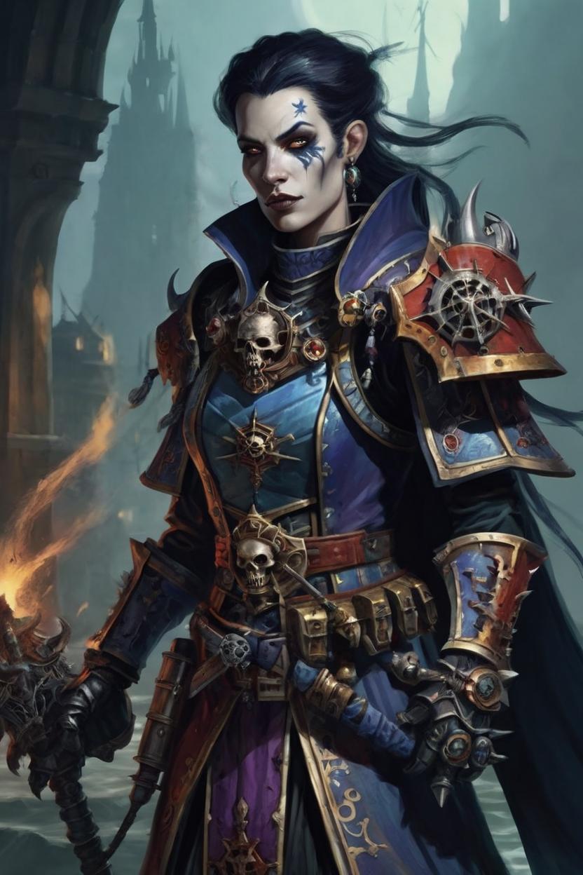 Artificial Intelligence (AI) generated image art, ..., as DARKTIDE ZEALOT, by Anna Steinbauer, warhammer