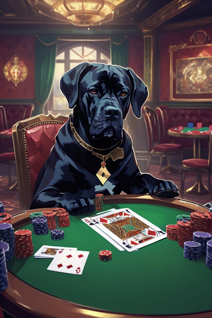 Artificial Intelligence (AI) generated image art, ..., playing poker, casino background, dnd artstyle