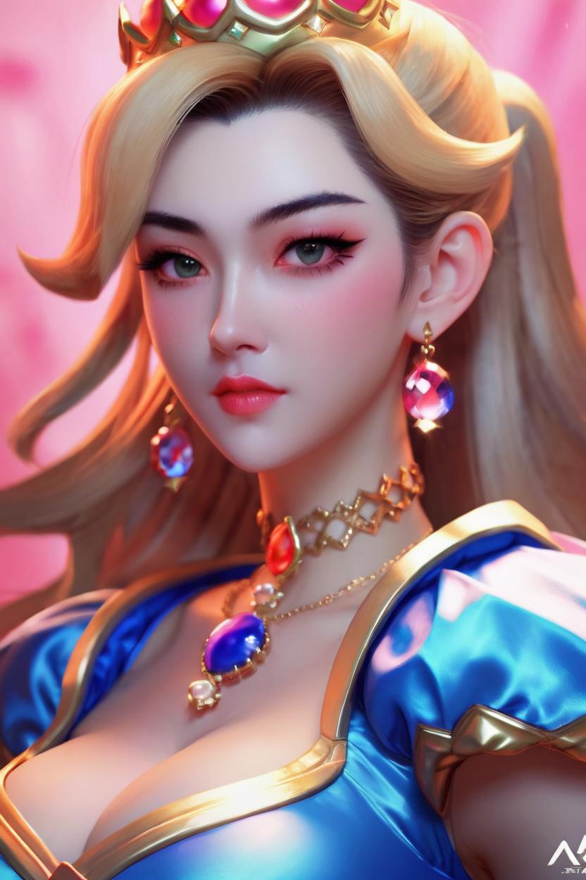 Artificial Intelligence (AI) generated image art, ... as princess peach, (portrait), made by artgerm, wlop, rossdraws, artstation, cgsociety, concept art