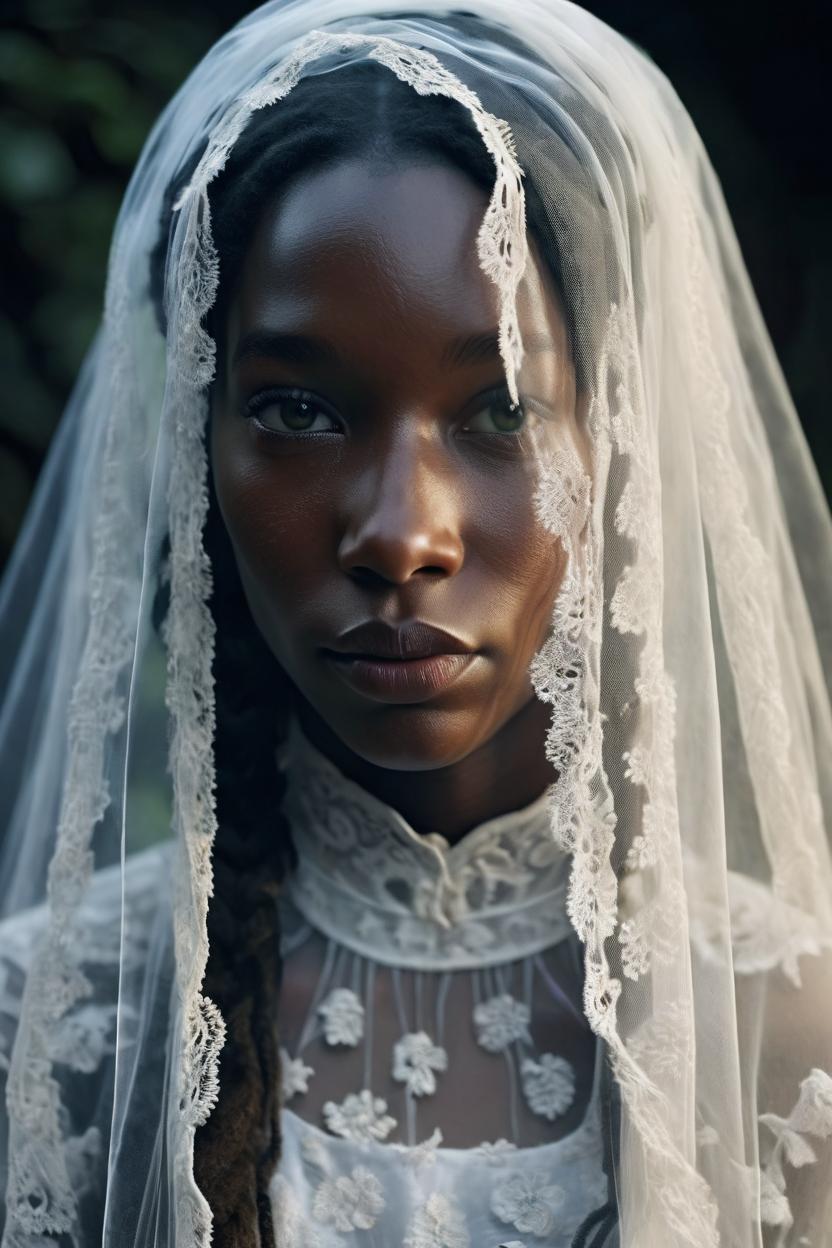 Artificial Intelligence (AI) generated image art, ..., portrait of a stunningly beautiful ghostly haunting female with a veil in soft light, depth of field, zeiss lens, detailed, symmetrical, centered, fashion photoshoot, by annie leibovitz and steve mccurry, david lazar, jimmy nelsson, breathtaking, 8 k resolution, extremely detailed, beautiful, establishing shot, artistic, hyperrealistic, beautiful face, octane render