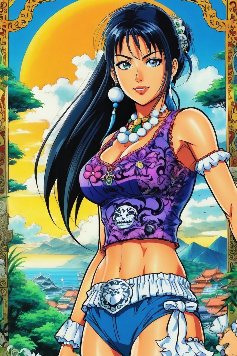 Artificial Intelligence (AI) generated image art, ... as beautiful woman, art by eiichiro oda, anime, detailed picture, adventure